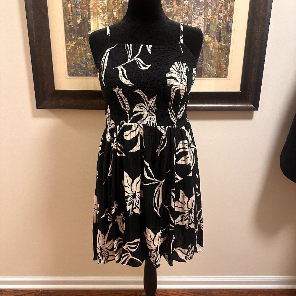 Tropical Black Beach Dress – Size L